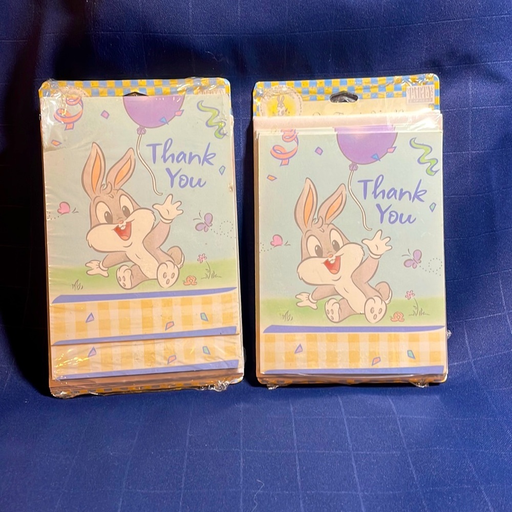 VTG Baby Looney Tunes baby Bugs Bunny  ‘Thank You’ cards 2pks *NWT*